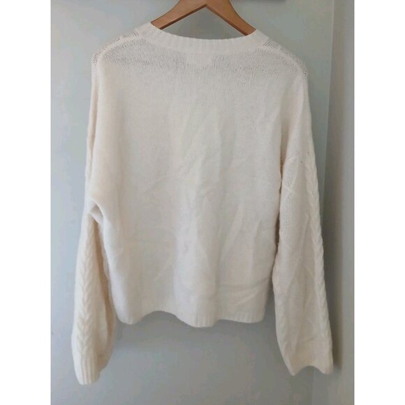 W. Cashmere 100% Cashmere Sweater Size Medium Cream Cable Knit Quiet Luxury - Picture 7 of 10